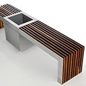 Flat slat bench with planters