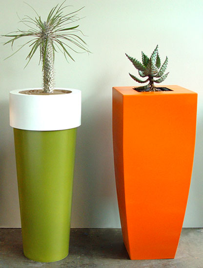 Steel plant pots painted