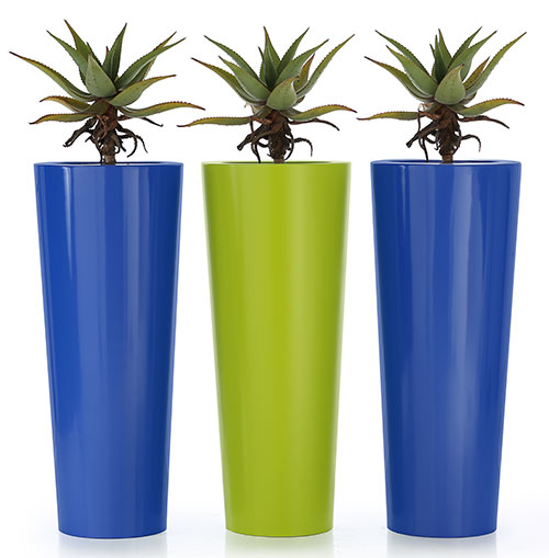 Obbligato round fibreglass planters
