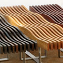 Timber slat wave bench