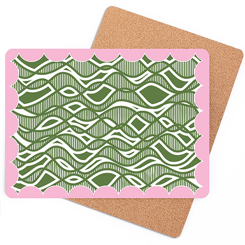 Graphic design on cork backed laminated placemats
